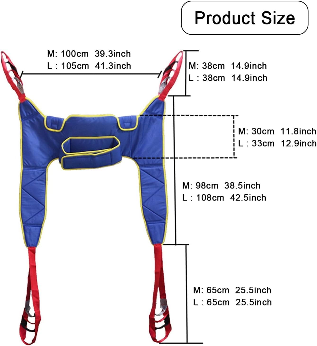 Arnes Gruas para Enfermería Personas Mayores,Ayudas Dinámicas Arnés con Cinturón de Protección de Cintura Engrosado,Arnés Elevación Paciente Cuerpo Comple,Eslinga Médica,Carga-230kg(Large)