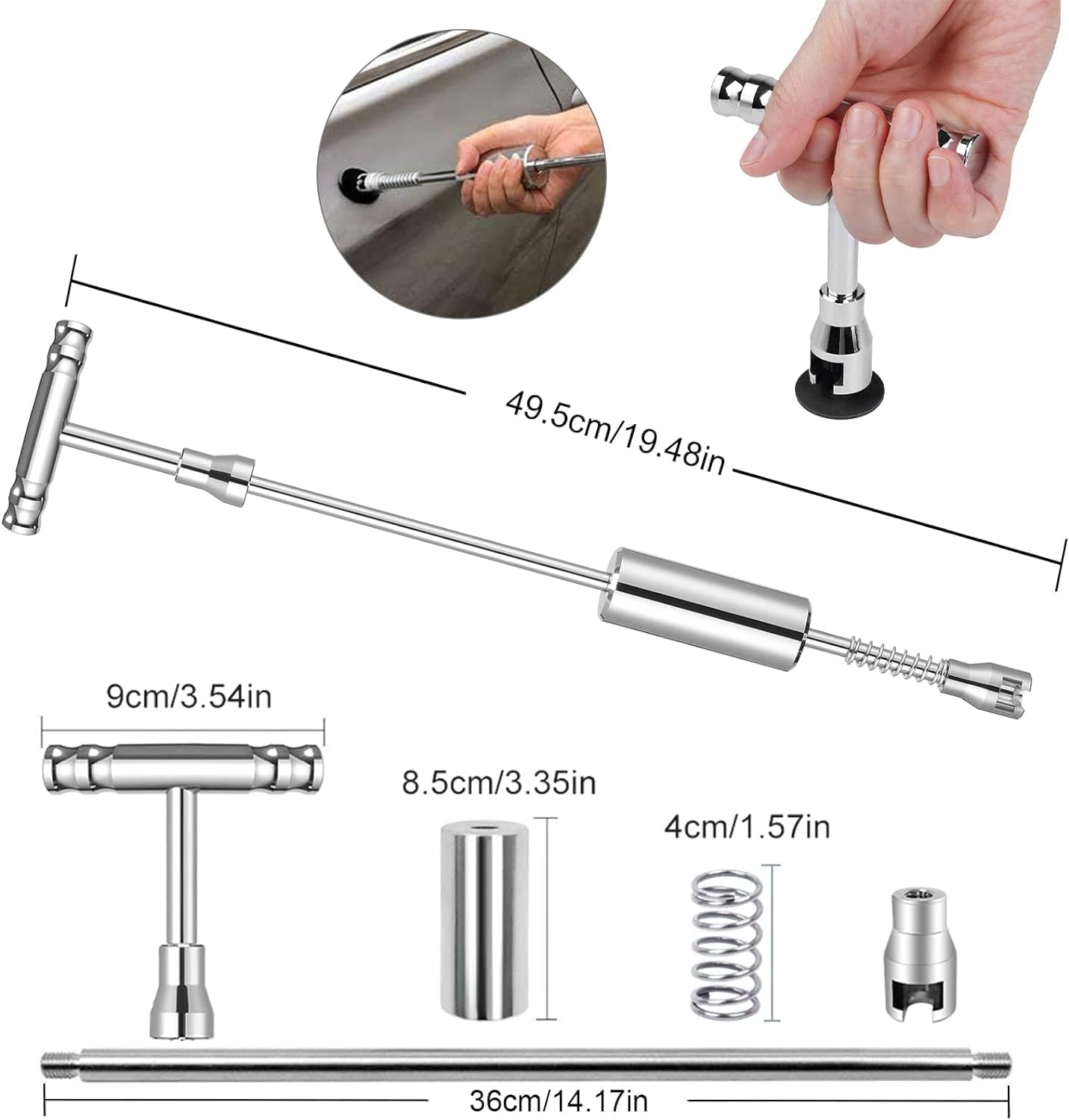 Manelord Auto Dellen Reparaturset Ausbeulwerkzeugset, Car Lackfreies Dellen Reparatur Dent Puller Kit, Gleithammer Dent Abzieher für DIY Fahrzeug/Kühlschrank/Waschanlage