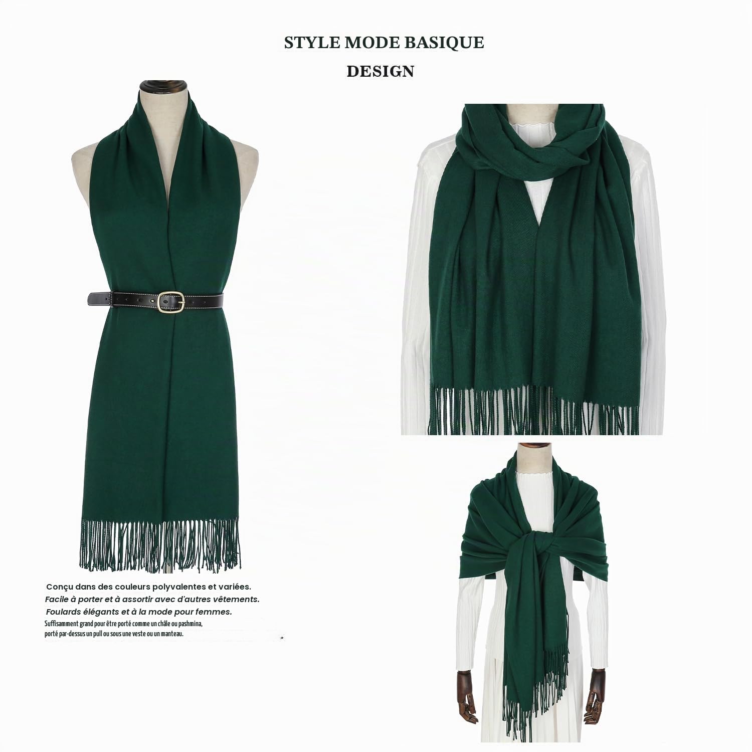 Echarpe Chale Écharpe Femme Hiver Chaud Grosse Echarpes Foulards Pashmina Etole Mariage