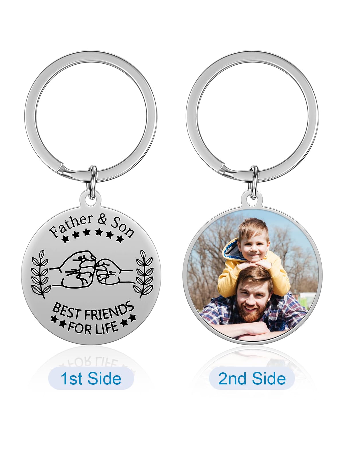 PiercingJ Custom Keychain with Picture Personalized Color Photo Pictures Message Keychain Anniversary Memorial Gift Silver for Family Lover