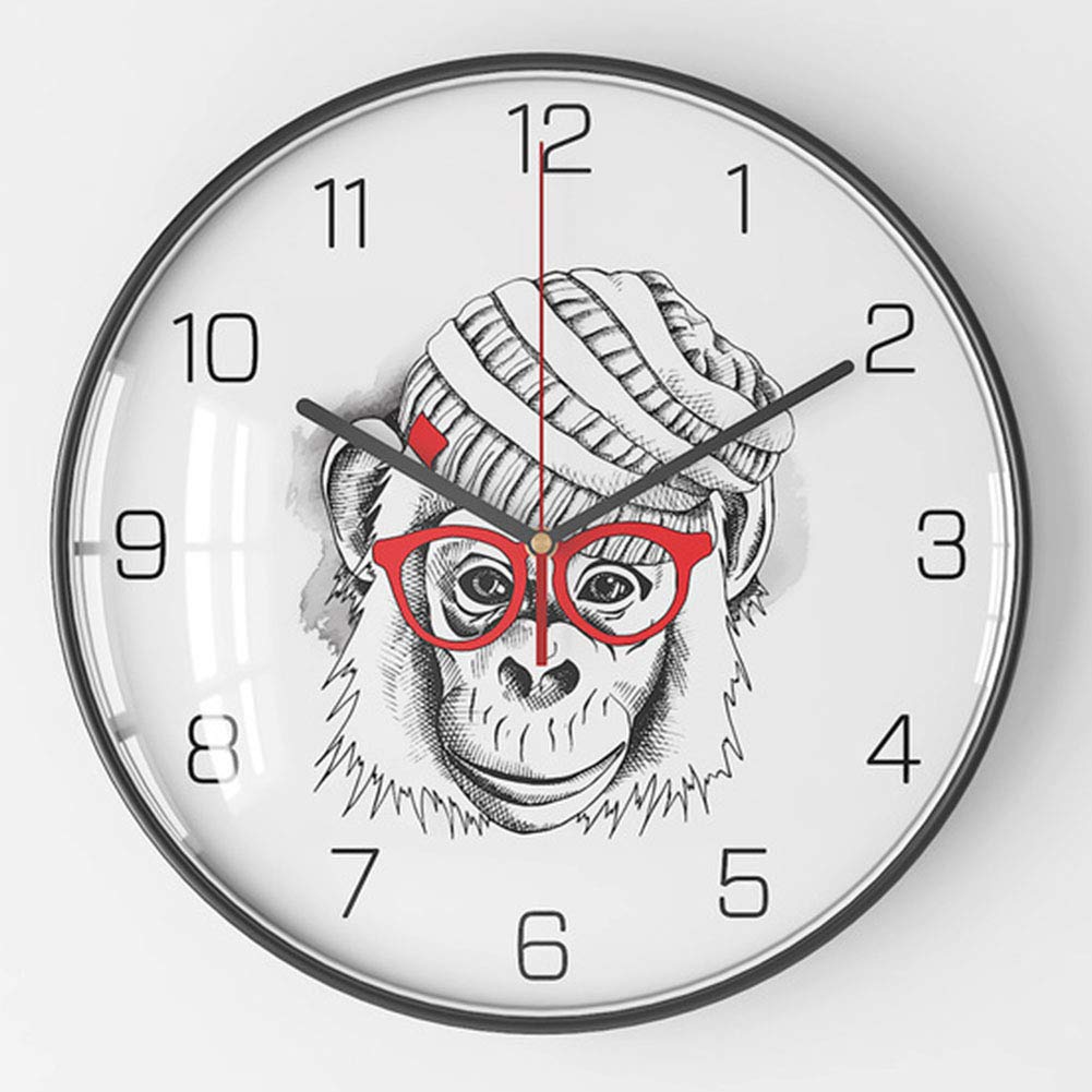 VHKJewE Metal And Glass Arabic Numeral Wall Clock Multicolor 30.5x3.5cm(A)