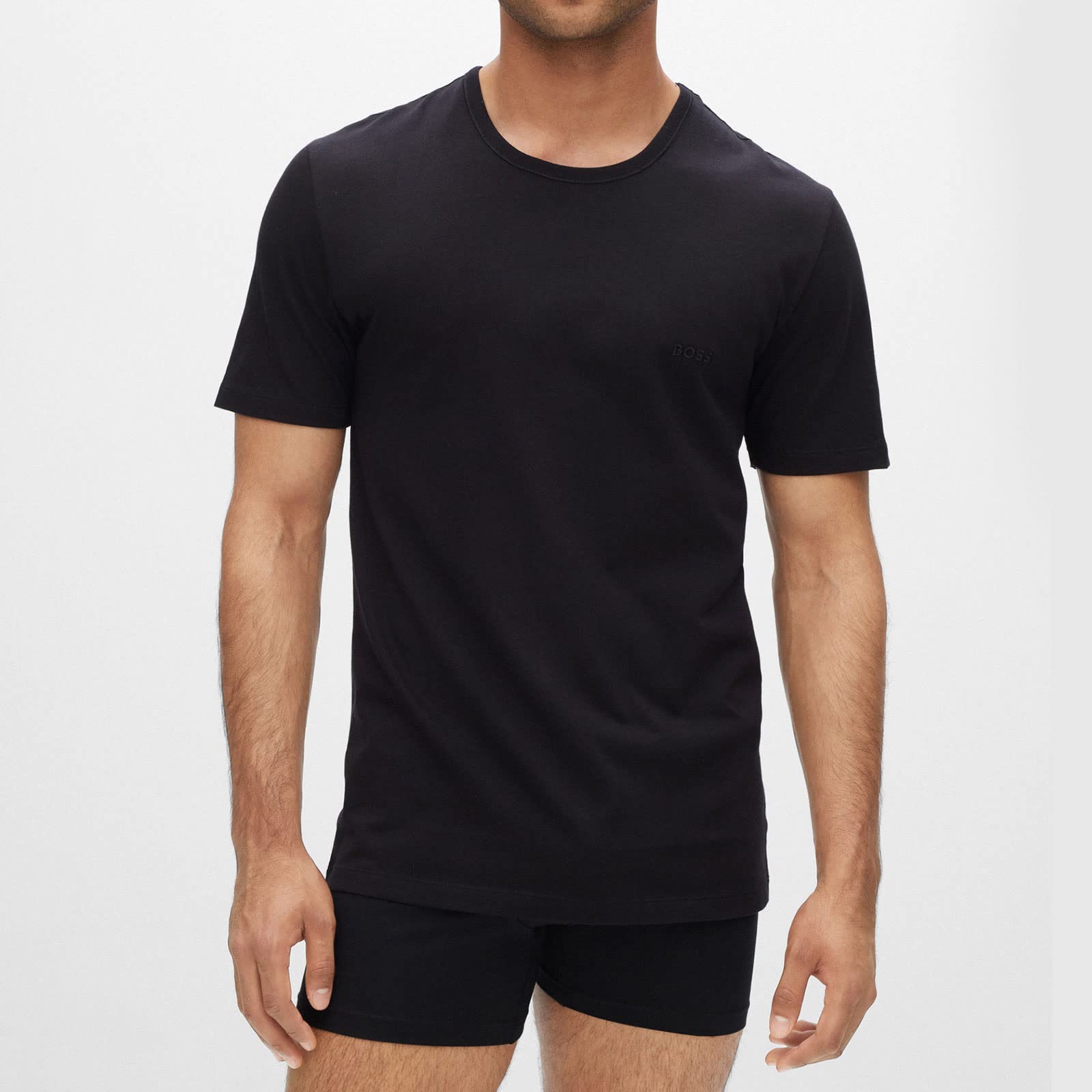 BOSS Męskie klasyczne T-shirty z krótkim rękawem, Pure Cotton Crew-Neck, 6 sztuk, kolor: czarny, artykuł: -001 Black, rozmiar: 2XL, 001 czarny.