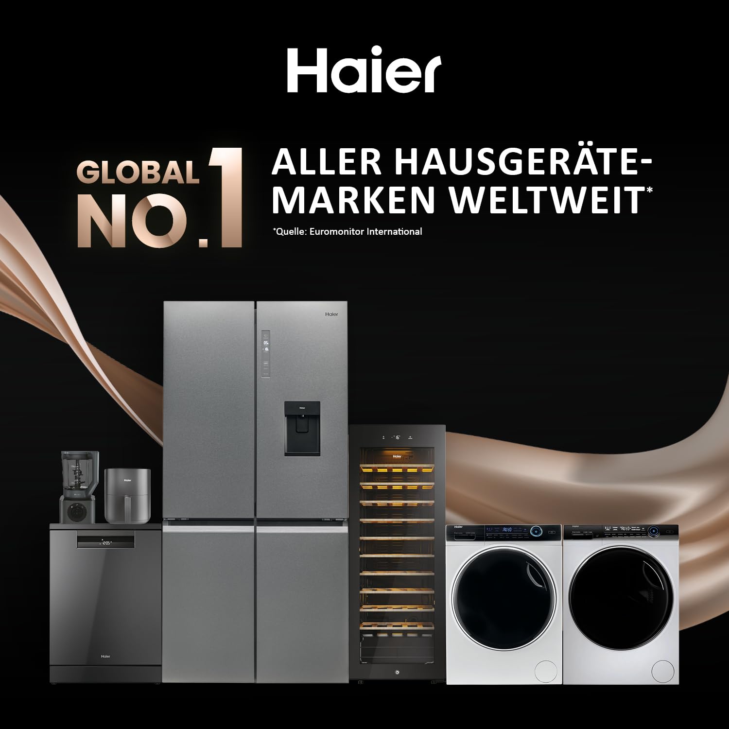 Haier Frontlader Waschmaschine 10kg Serie 636 HW100-BP14636N | Mit A-Effizienz, 1.400 U/Min. & sparsamem Inverter-Motor, Inkl. Vollwasserschutz, Dampffunktion & Mengenautomatik