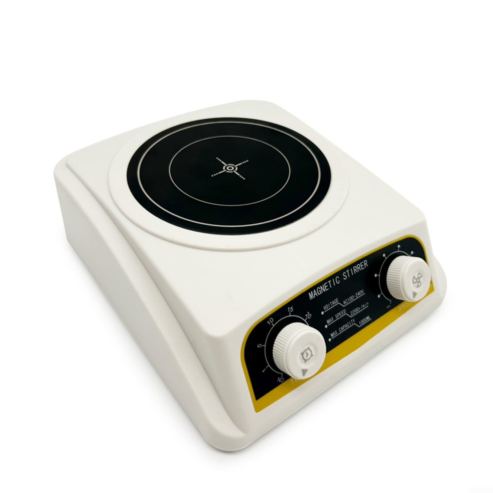 Agitador magnético con motor sin escobillas, regulable sin niveles, 2200 rpm, temporizador 1-30 min para soluciones de laboratorio, mezclador silencioso de ABS y aluminio con ventosas