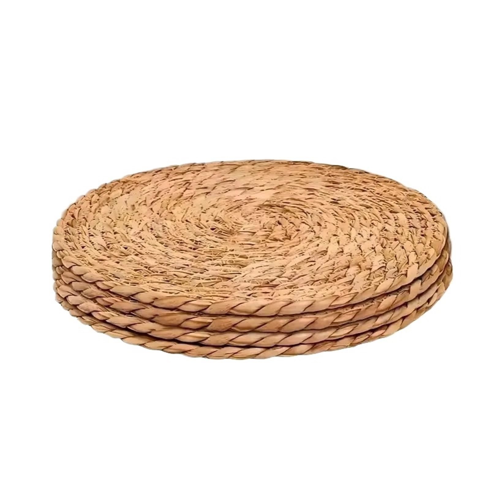 Wicker Placemat 4/6/8Pcs Pot Mats Handwoven Rattan Placemats Round Heat Insulation Natural Woven Table For Dining Home Wedding Decor(6PC)
