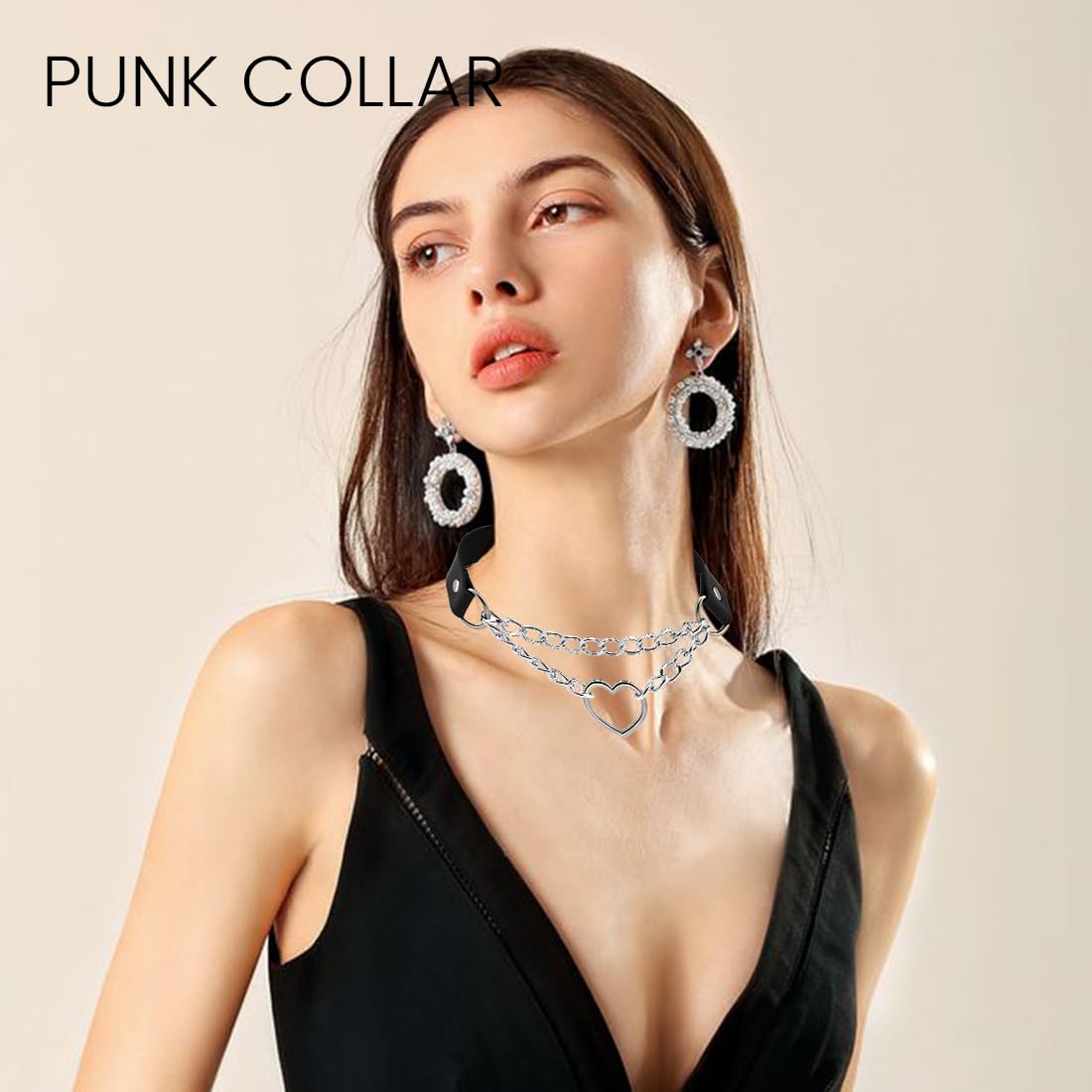 Gotyckie serce rock naszyjnik choker łańcuszek skóra PU kobiety mężczyźni punk halloween impreza karnawał