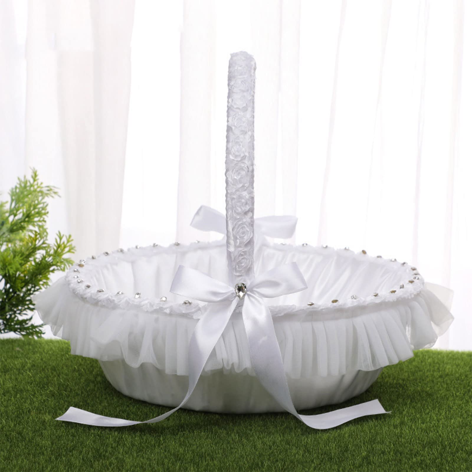 Blumenmädchenkörbe für Hochzeiten, große Hochzeit für Blumenmädchen, einfach, niedlich, königlich mit Spitze, weiß, Hochzeitszubehör und Dekorationen