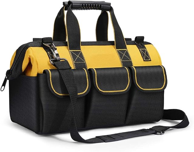 Tools Storage Bag, 17-Inch Heavy Duty Tool Bag, Large Tools Storage Bag, Organiser for Tools with Shoulder Strap, Large capacity, waterproof, Wear-resistant for Eletricians, DIY, Tool Storage Etc