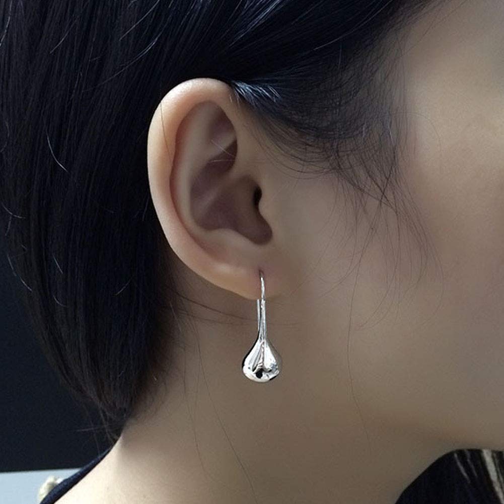 YCTTKDD Damen Tropfenohrringe Schmuck Ohrringe Aprikosenblattform S925 Silber Ohrstecker-Silbernadel+Kupfer