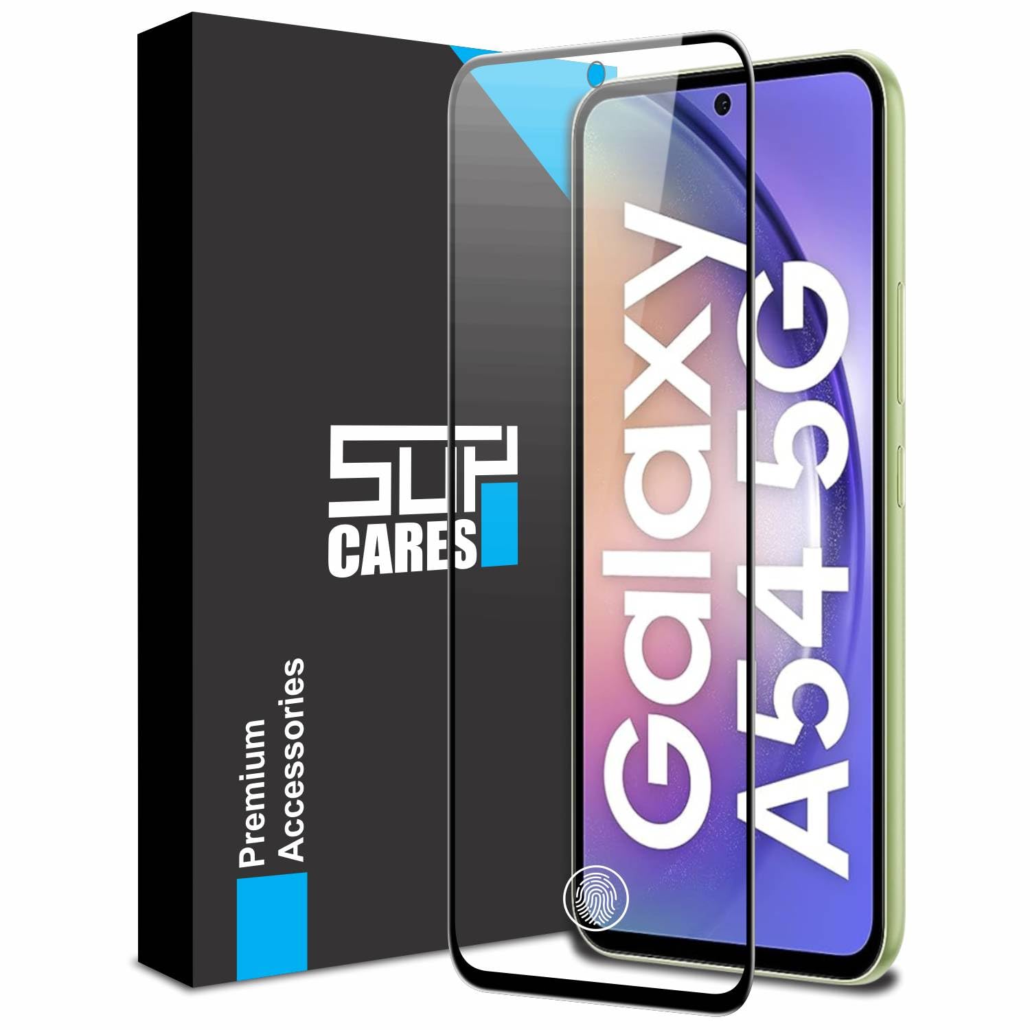 SupCares Tempered Glass for Samsung Galaxy A54 (6.4 Inch) With Installation Kit | 9H Edge to Edge Screen Protector | Black