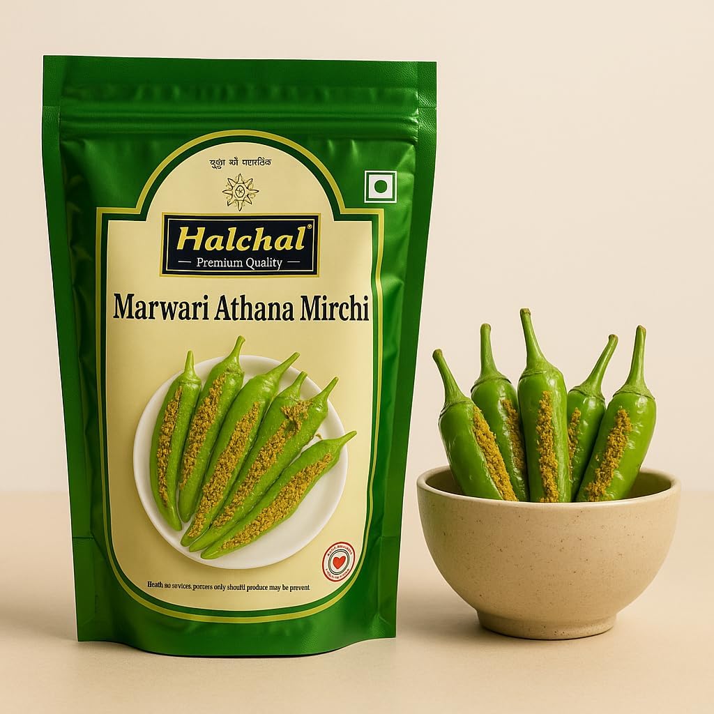 Marwar's Rajasthani Green Chilli Pickle 400g | Homemade Hari Mirch Aachar | Ghar Ka Achar | No Oil, No Preservatives | Spicy & Authentic Rajasthani Taste