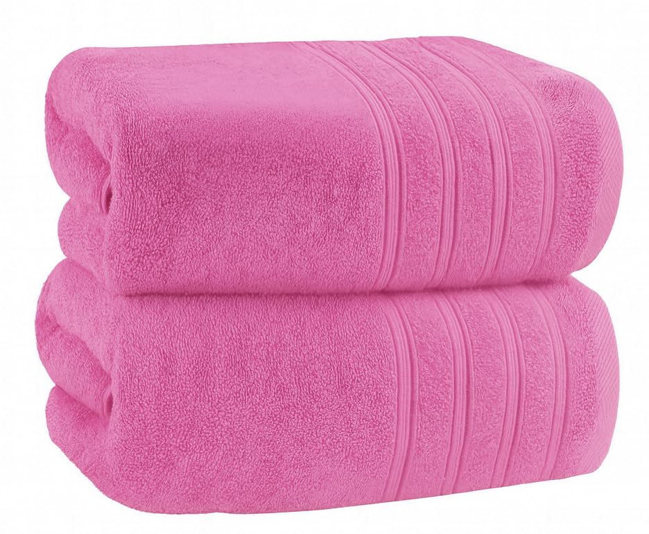 Velosso 2 Pack Hampi Super Jumbo Bath Sheets Luxuriously Soft, Highly Absorbent 100% Combed Ring Spun Cotton, Oversized Thick Bath Sheets 100 x 200 cm, Premium Bath Sheets Spa & Hotel (Magenta Pink) — image 1