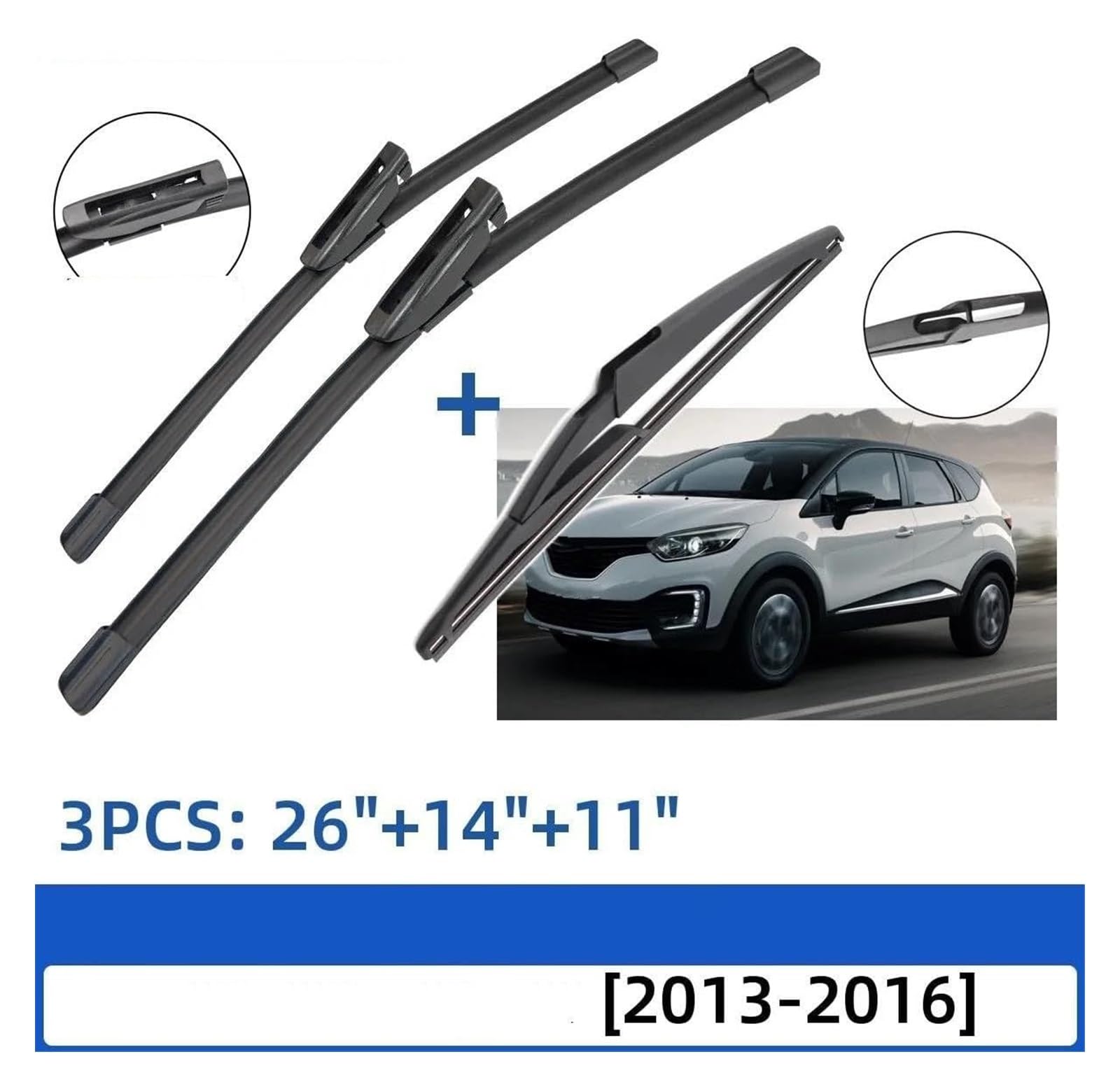 Auto Spazzola Tergicristallo Per R&Enault Per Captur Per Kaptur 2013-2016 26 "+ 14" + 11 "Anteriore Spazzole Tergicristallo Posteriori Parabrezza Finestra Tergicristallo Auto