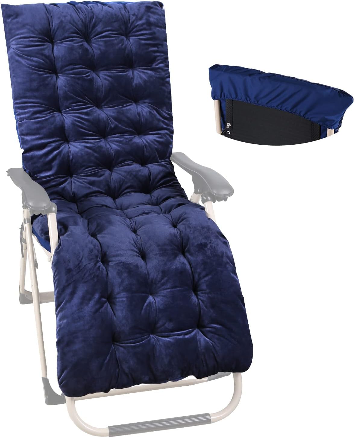 REDCAMP Chaise Lounge Chair Cushion for Patio Furniture, Thicker Soft Comfortable Zero Gravity Chair Pad for Outdoor Indoor Home Office, Blue 65"x21"