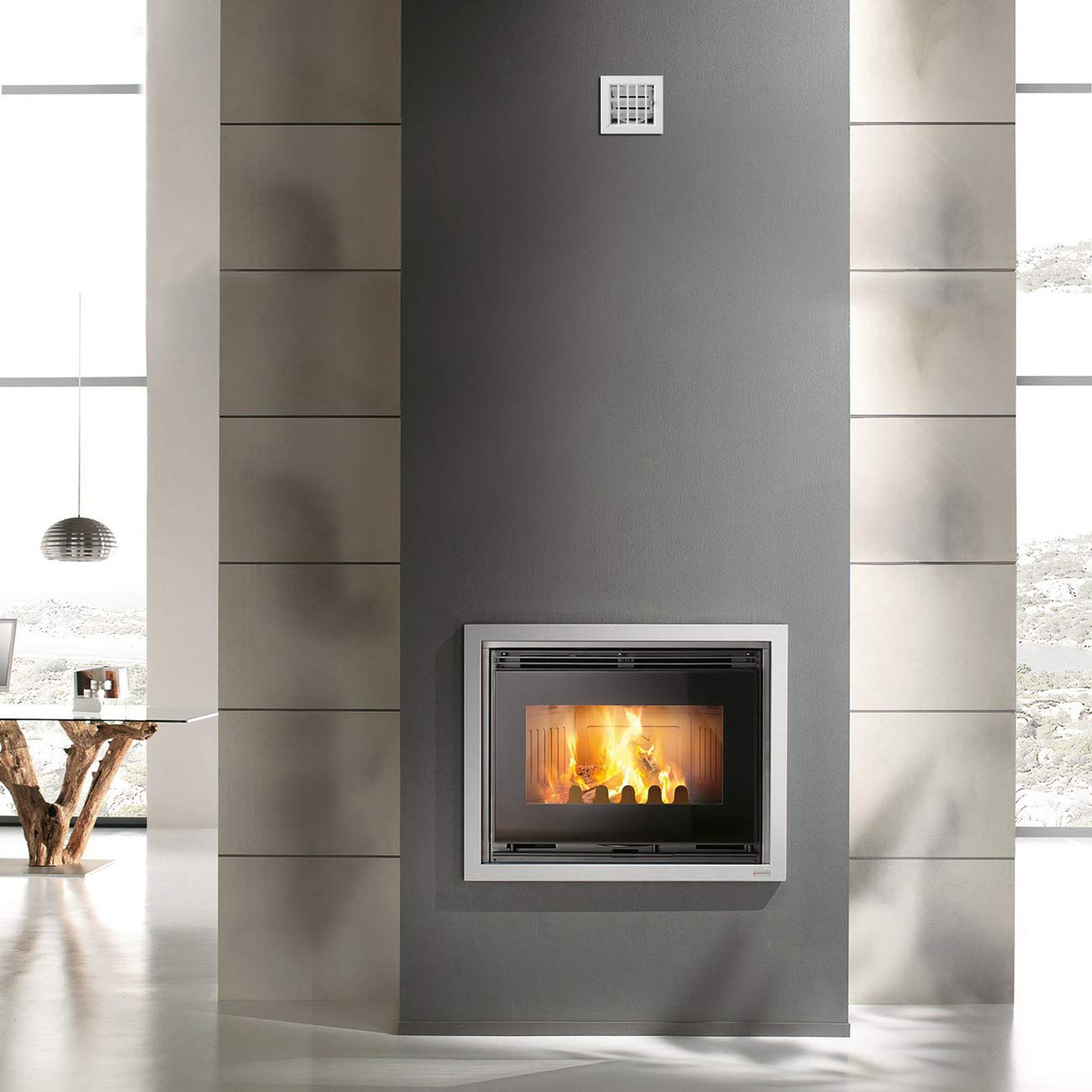 La Ventilazione GCSIB1413100 Rejilla de tránsito de aire empotrable para chimeneas, aluminio barnizado blanco, 140 x 130 mm