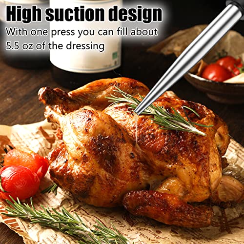 Turkey Baster Set of 8 Stainless Steel Turkey Baster Syringe Meat Marinade Injector Needle with 4 Needles Silicone Bulb and Cleaning Brush Meat Baster for Kitchen Cooking