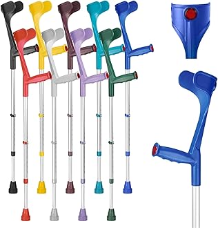 Ossenberg Classic Open Cuff Ergonomic Grip Elbow Crutch – Blue – Single | Lightweight Height Adjustable Economy Comfort Coloured Forearm Crutch for Adults Men & Women Mobility and Walking Aid