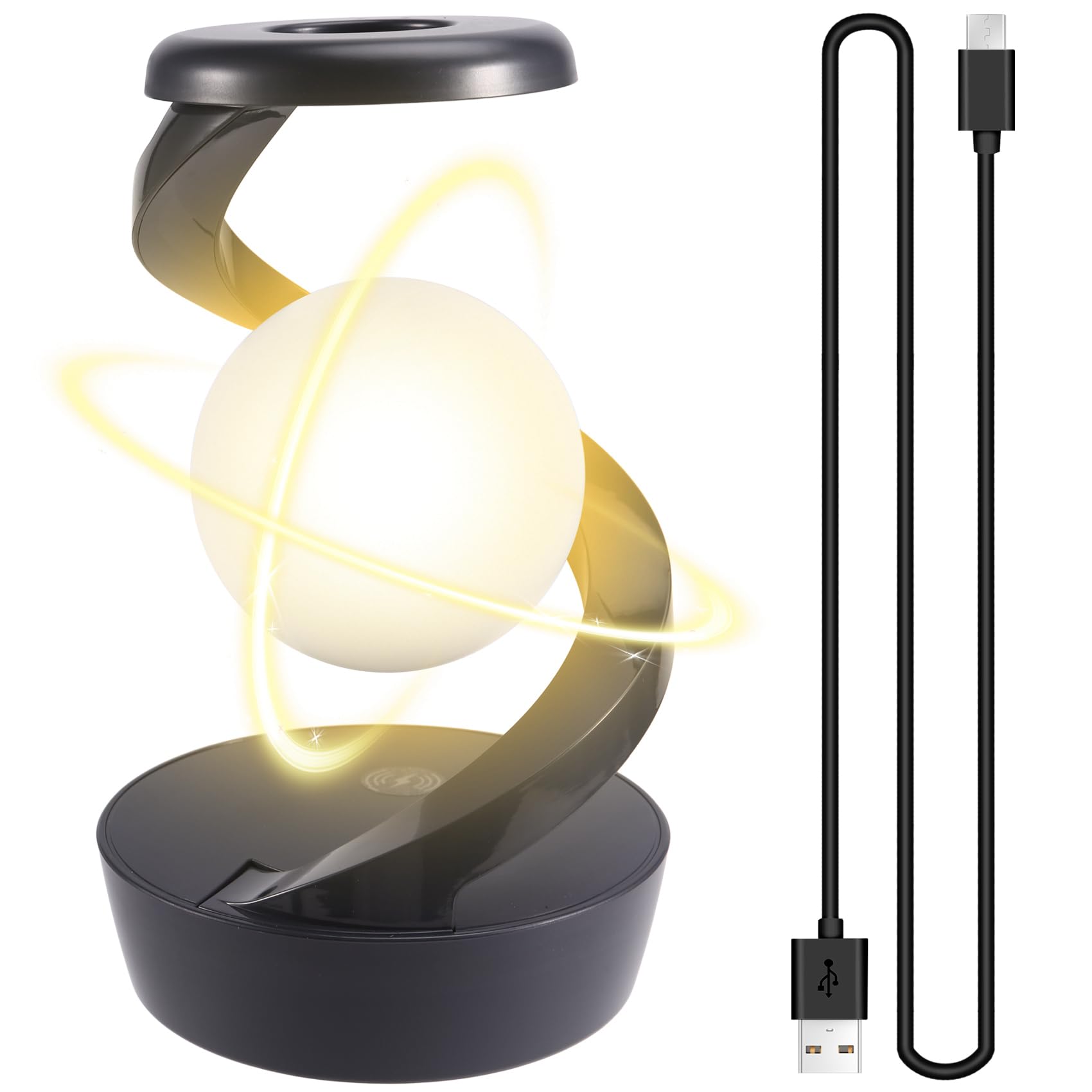 IJSDNVJNDX LED 360° Rotating Night Light with Wireless Charger Cordless Desk Lamp Rechargeable LED Levitating Night Light