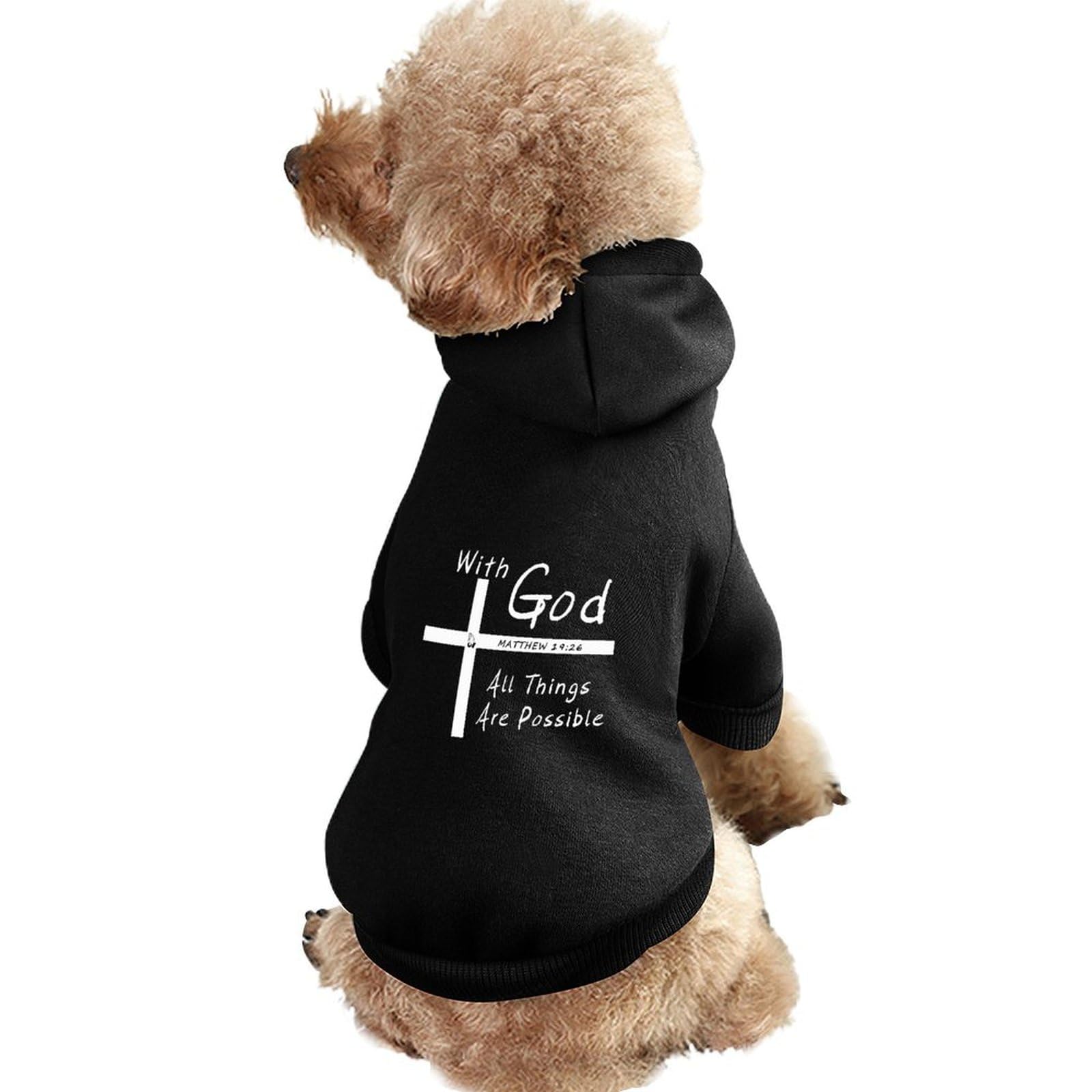 Christian Faith Jesus-with God All Things are Possible Flags Clothes Dog Apparel Pet Supplies for Small Large Pet Puppy Cat Costumes Suit with Hat Hoodie Sweatshirt M-22