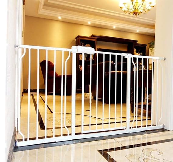 ALLAIBB Extra Wide 57.48-62.20" Pressure Mounted Baby Gate 30" Tall White
