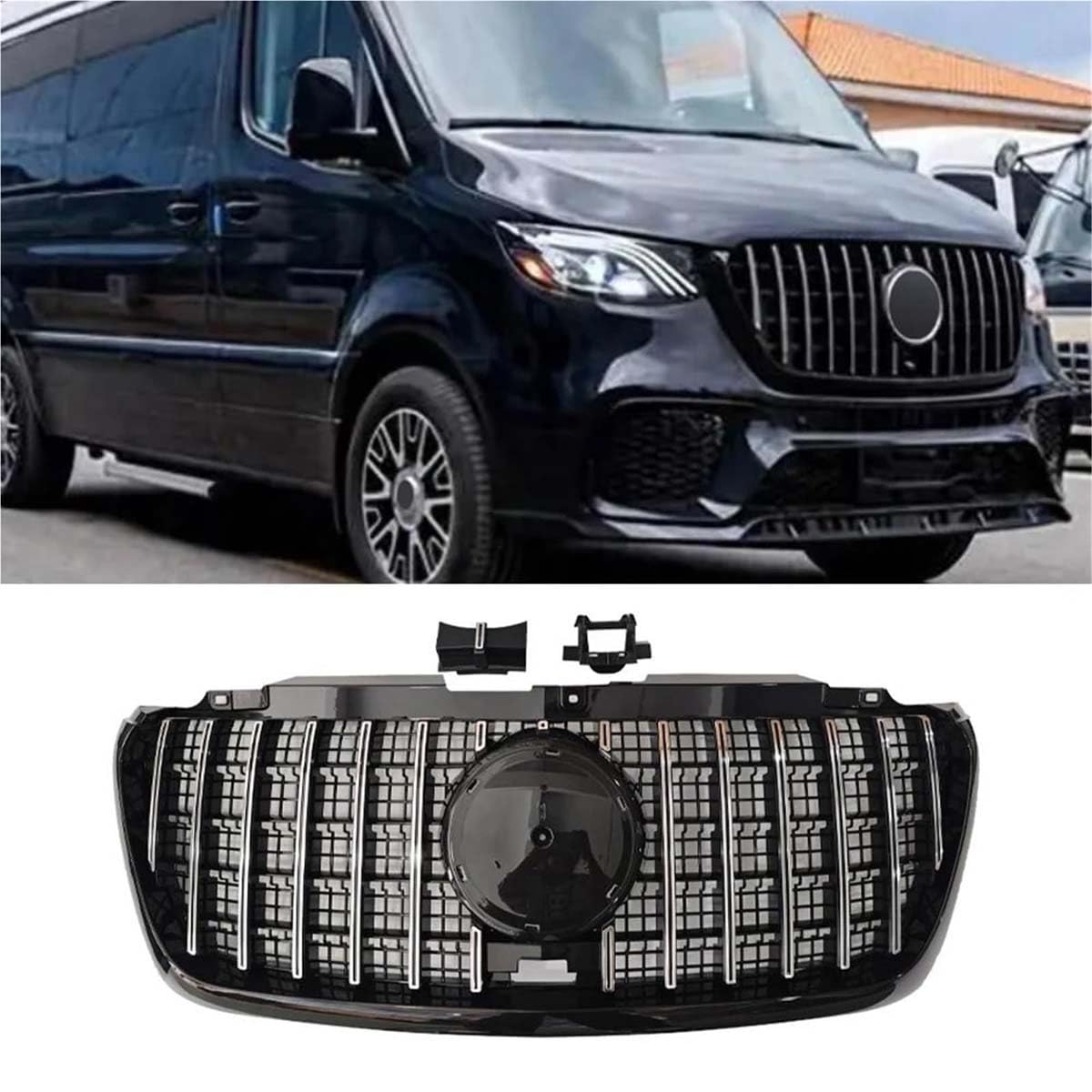 BXQDAM Front grille,Compatible with Mercedes-Benz Sprinter W907 2018-2023,Front grille parts