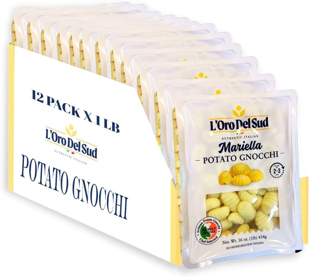 L'Oro Del Sud Pack of 12, Potato Gnocchi, Cooks in 2-3 Minutes, Shelf Stable, Mariella 12 Pack x 1 Lb