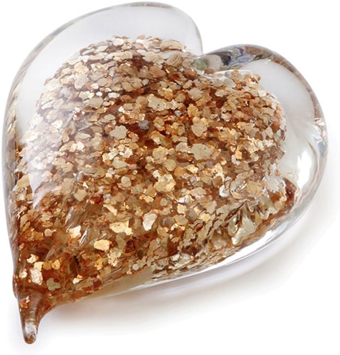 Gold Flaked Double Sided Heart Paperweight