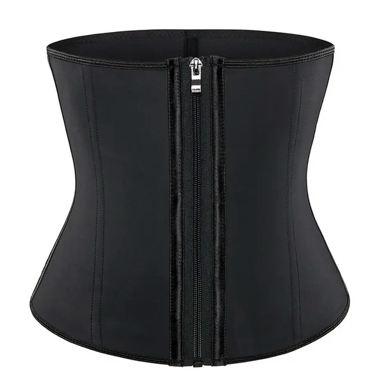 Ayazer Women's Black 7-Steel-Bone Underbust Latex Sport Girdle Waist Trainer Corsets Hourglass Body Shaper Colombian Girdles Slimming Belt-S