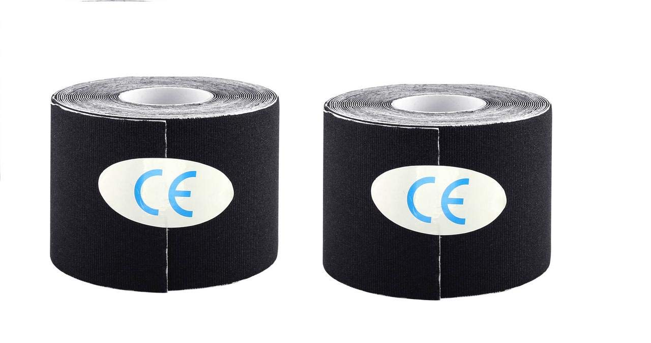 Facto Power Kinesiology Tape/Sports Tape, 5 cm X 5 cm, Pack of 2 (Black)