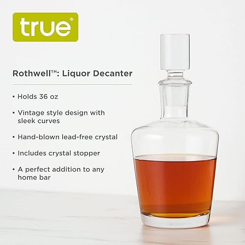 Vista 2 de True Rothwell - Decantador de whisky con tapón hermético, decantadores de licor para Bourbon Scotch Vodka Gin Cocktail Party Home Bar Accesorios