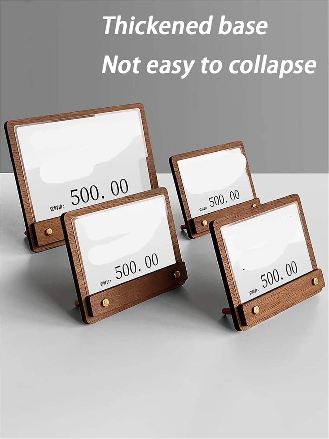 3pcs Wooden Price Display Board Label Stand Card Holder Sign Advertising Table Tag(115x90mm)