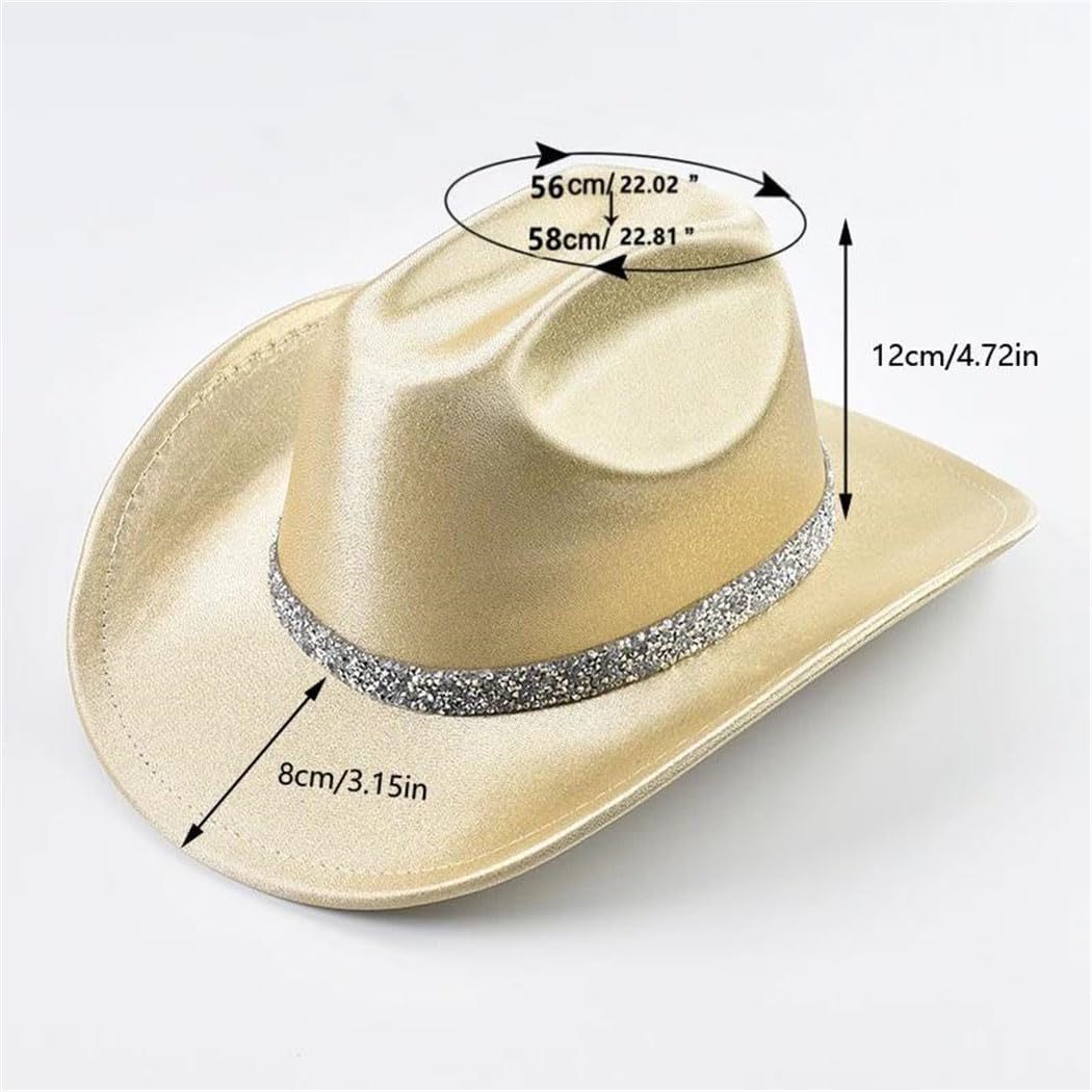 Women's Western Style Cowboy Hat Fashion Roll Up Brim Party Dress Fedora Hat Festival Cowgirl Hat