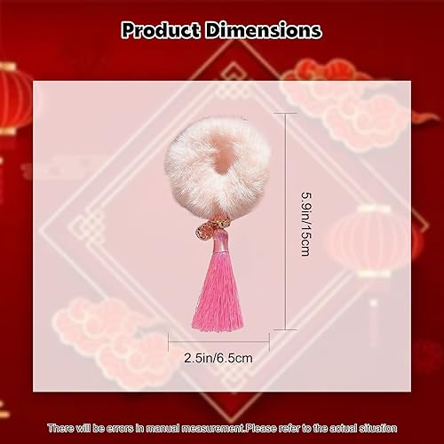 Miniatura 2 de 1 par de pinzas para el pelo de estilo chino para niñas de Año Nuevo, pinzas de cocodrilo, accesorios para el cabello, bolas peludas, pasadores con