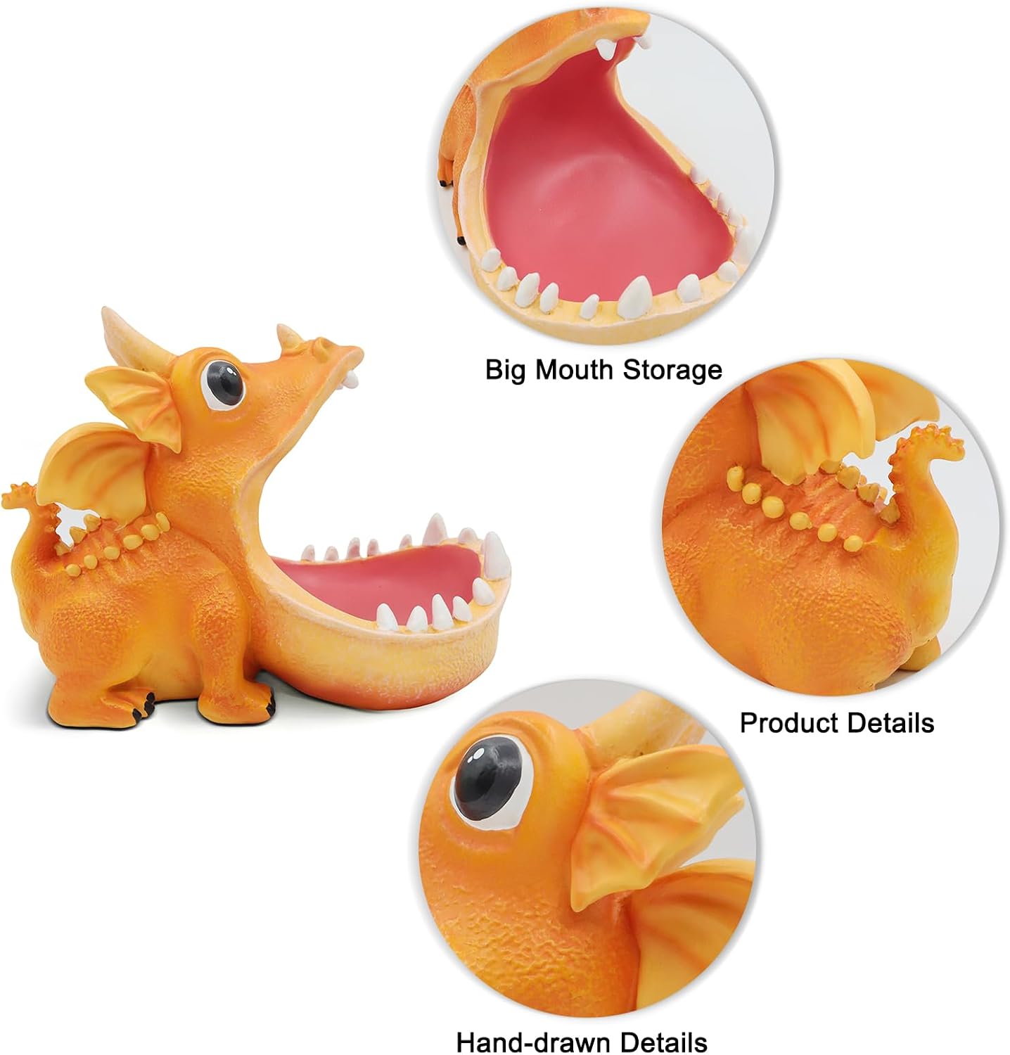 Funny Dinosaur Candy Bowl for Office Desk Resin Dragon Key Bowl image 4