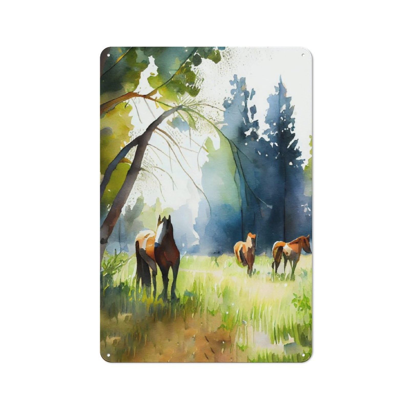 Junmoney A Watercolor Meadow Tin Wall Plaque 30X20cm With For Man Cave Or Games Room, For Updating Man Cave And Games Room After Moving