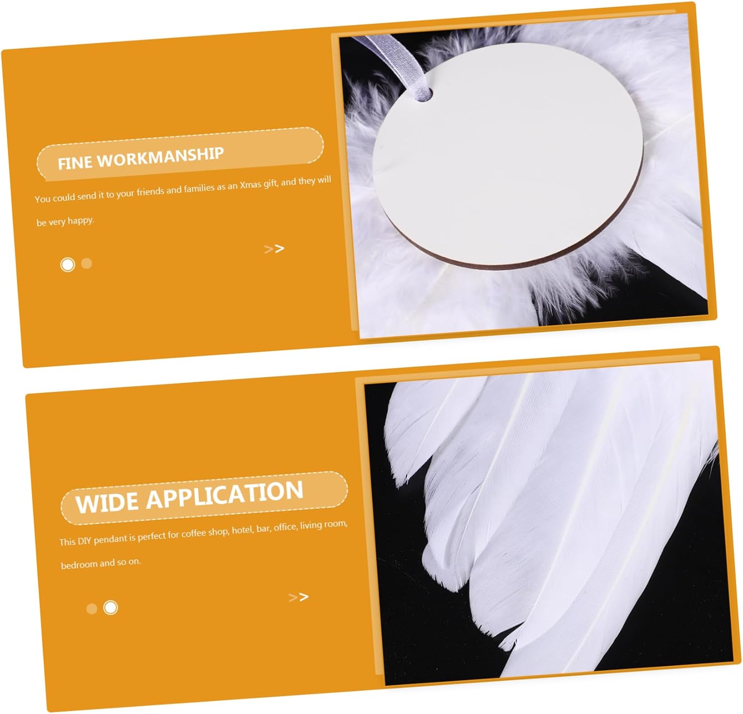 12sets Sublimation Blank Christmas Wing Ornaments for Tree Decoration DIY Picture Holders White Angel Design for Holiday Home Decor