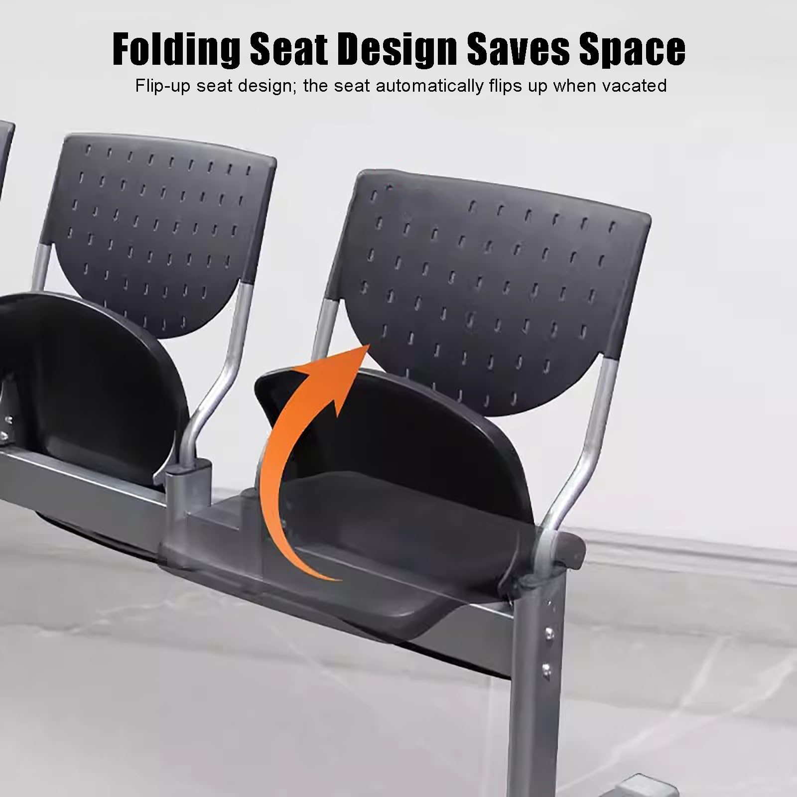 Banco de recepción con respaldo, asiento portátil plegable para estadio, silla de sala de espera de plástico para vestíbulo, patio y conciertos
