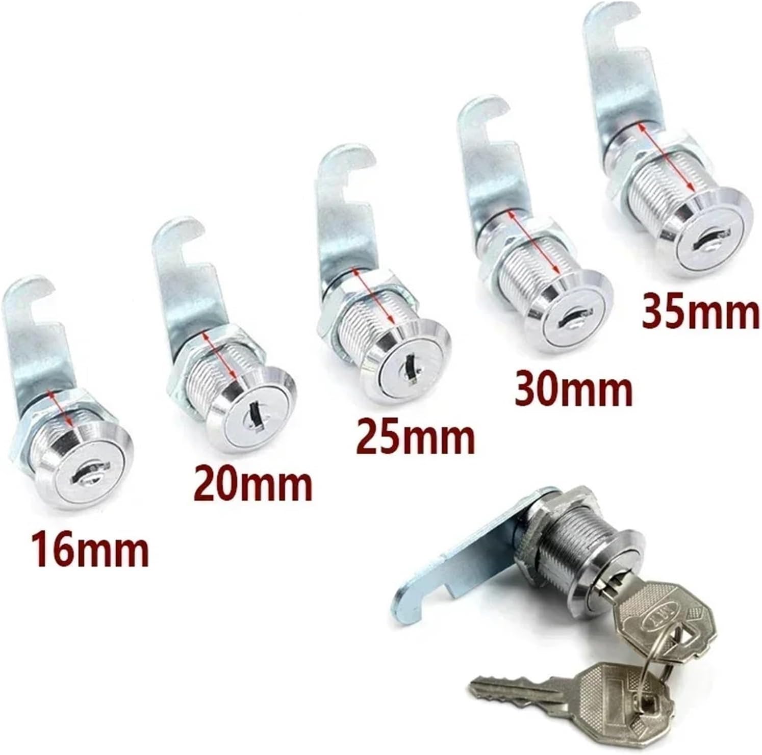 Security Cam Lock Cabinet Lock with Metal Key Alike Or Different for Multiple Uses in 16-35mm(Key Different x 20mm)