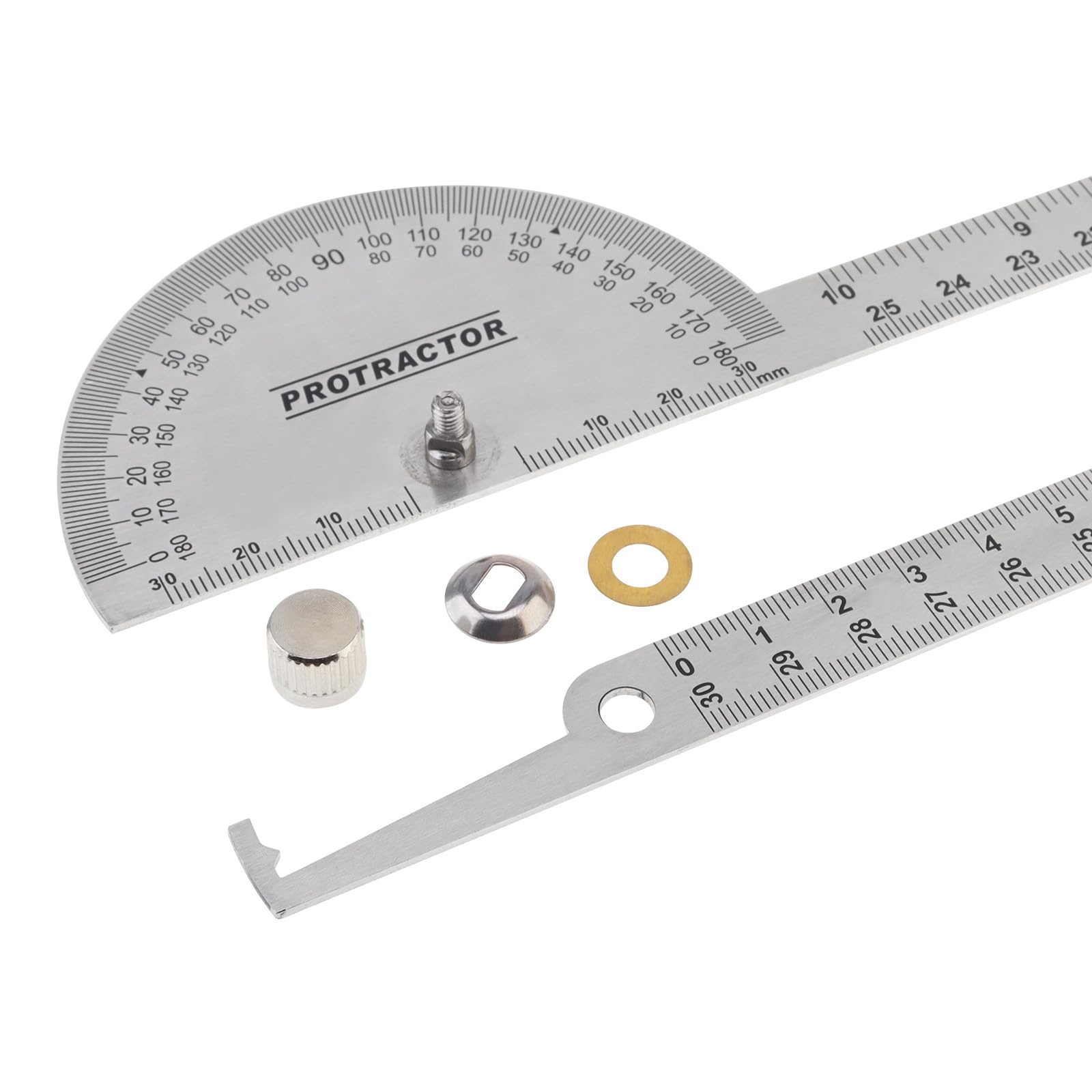 Rapporteur d'angle, 0 à 180 ° degrés en acier inoxydable 30 cm Règle de recherche d'angle à deux bras, règle de travail du bois, outil de mesure d'angle, rapporteur d'ingénieur pour la peinture