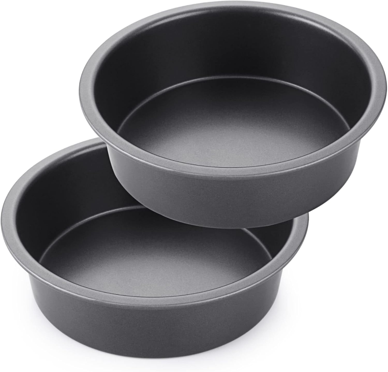 HONGBAKE Round Cake Pan Set for Baking, 8 Inch, Nonstick Deeper Circle Cake Pans with Wider Grips, 2 Pieces Layer Cake Tin, Cheesecake Mold, Huty Duty, Dishwasher Safe - Grey - Thumbnail 4