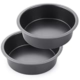 HONGBAKE Round Cake Pan Set for Baking&comma; 8 Inch&comma; Nonstick Deeper Circle Cake Pans with Wider Grips&comma; 2 Pieces Layer Cake Tin&comma; Cheesecake Mold&comma; Huty Duty&comma; Dishwasher Safe - Grey