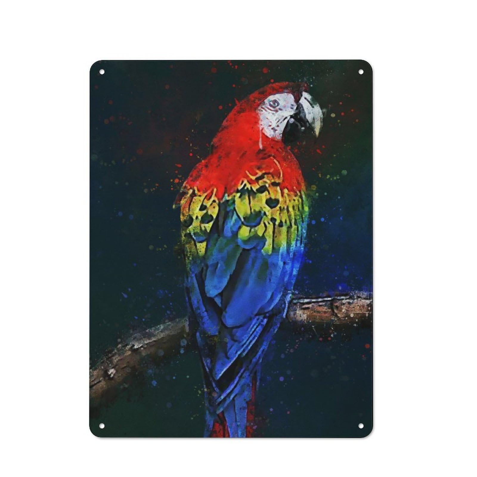Junmoney Red Parrots Retro Tin Wall Plaque 40X30cm For Home Office Or Studio, Wall Decoration For Home Offices And Studios