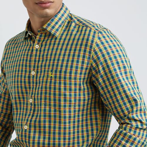 Image of Parx Men's Cotton Blend Checks Pattern Slim Fit Semi Cutaway Collar Full Sleeve Casual Shirt