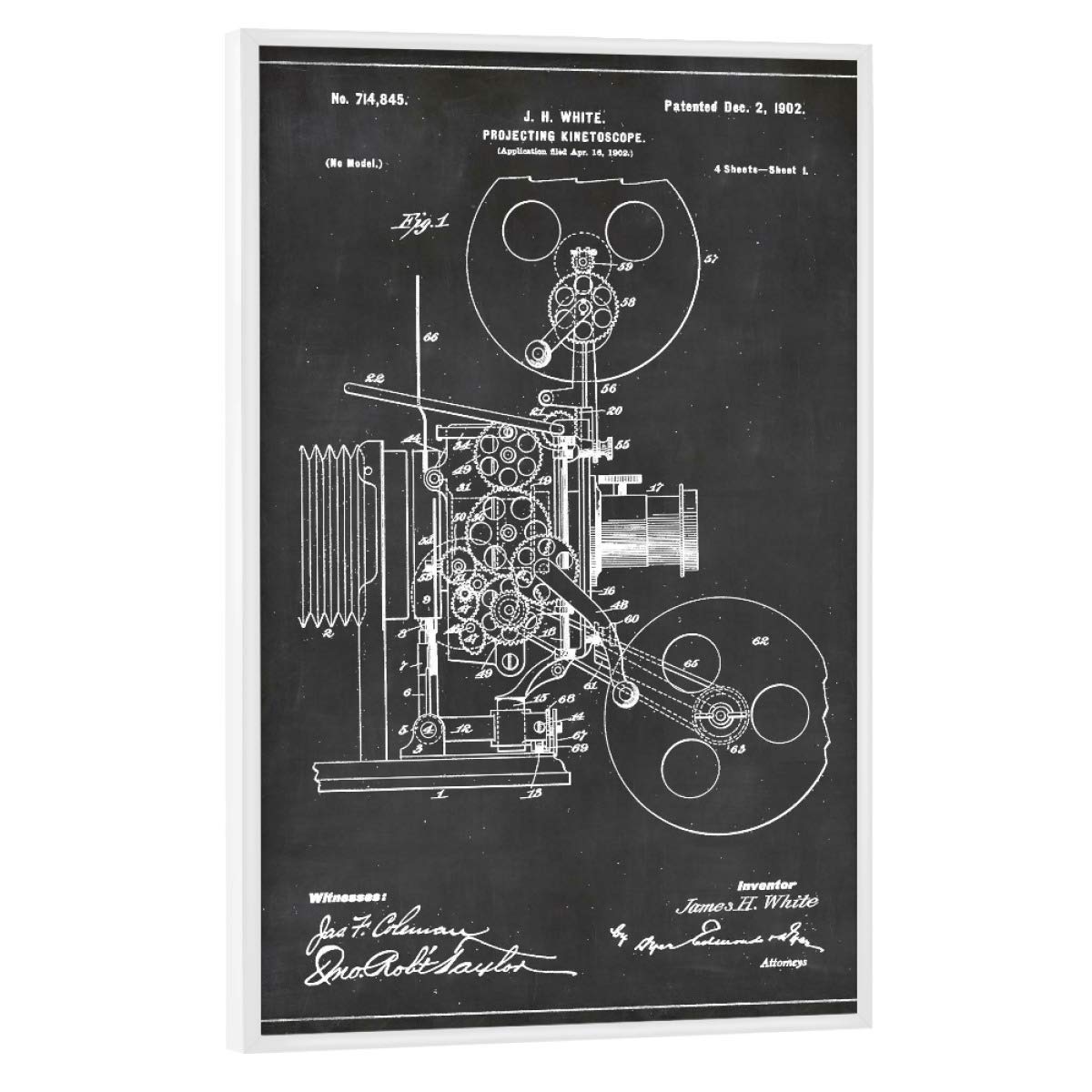 artboxONE Poster mit weißem Rahmen 75x50 cm Film Filmprojektor Blaupause - Bild Filmprojektor Entwurf Film