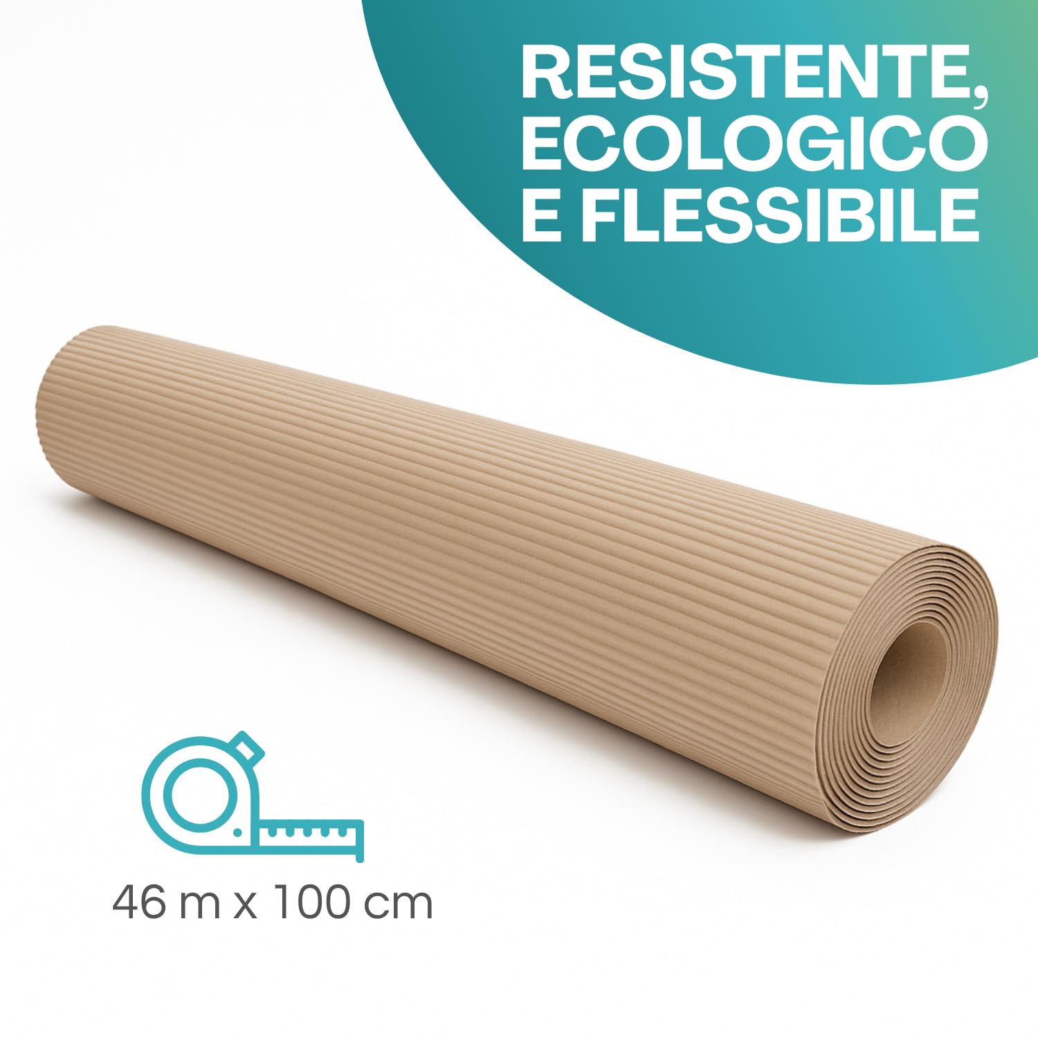 Virsus 1 Rotolo di Cartone Ondulato misura rotolo 1 x 45mt, colore avana, Copripavimenti Eco mascheratura e protezione pavimenti da pittura fai da te