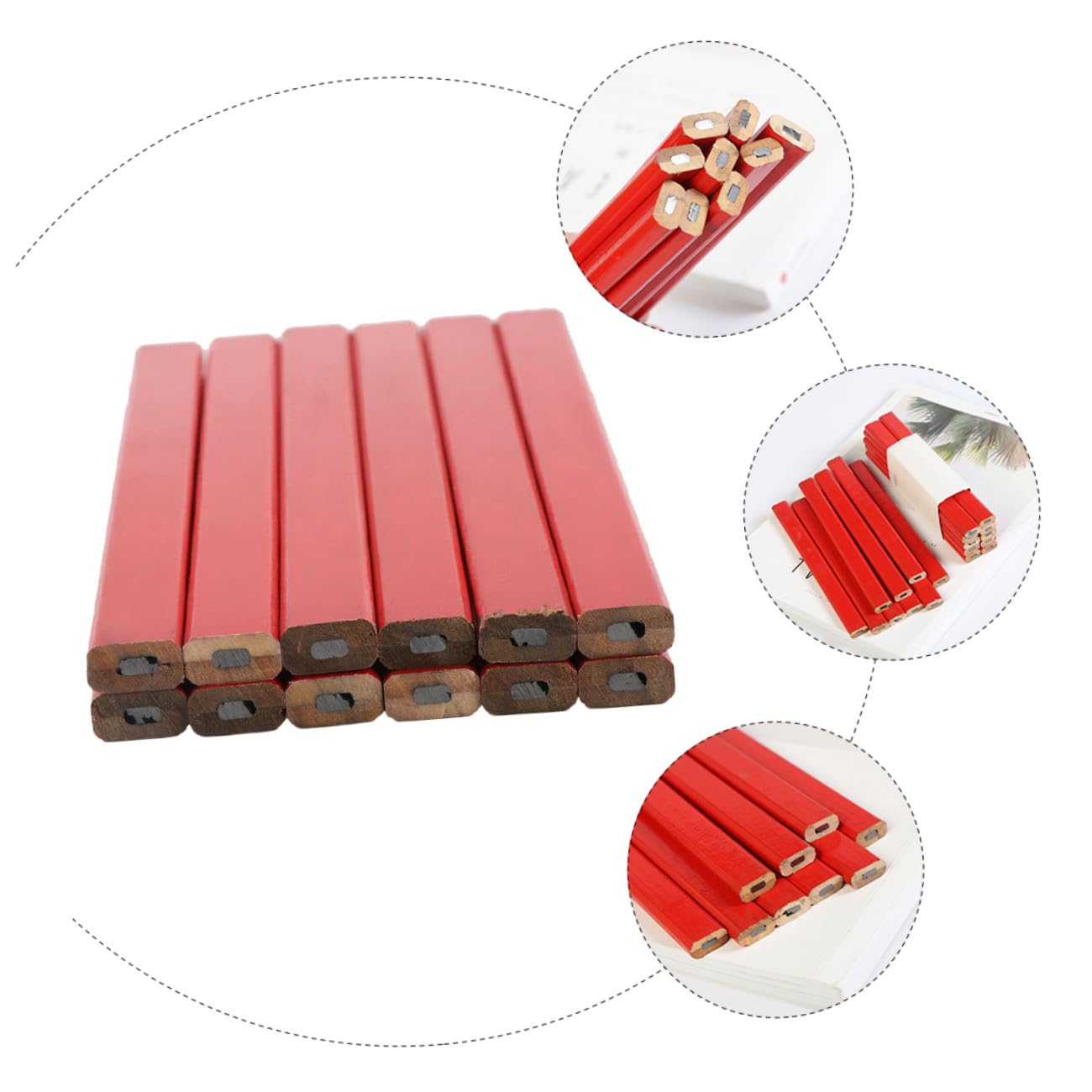 SHINEOFI 72 Stück Bleistift für die Holzbearbeitung Zimmermannsbleistift achteckige Holzbearbeitungsbleistifte Tischler schreiblernbleistift Holzstift flacher Bleistift hölzern rot