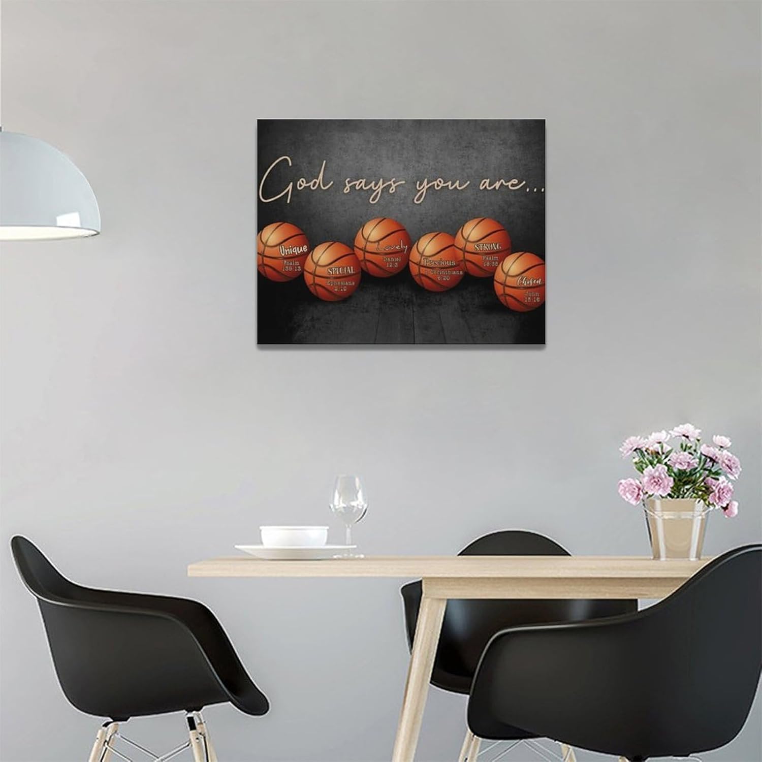 Inspirational Basketball Boys Room Wall Art Motivational Sports Basketball Pictures Wall Decor God Says You Are Canvas Print Painting Framed Modern Home Artwork For Dorm Gym Bedroom Office 16"x12"
