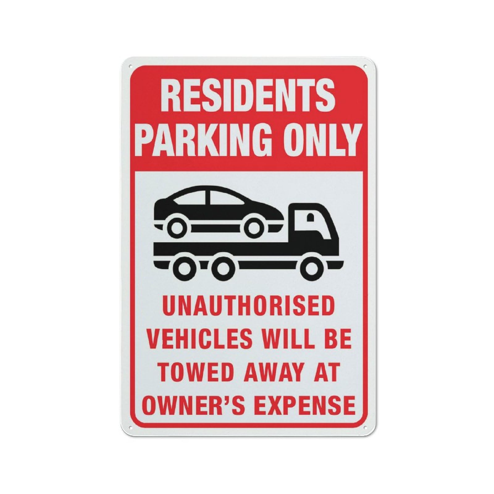 Residents Parking Only Unauthorised Vehicles Towed Sign Metal Signs 12X8 Inch Rust Free Aluminum,Uv Ink Printing,Durable/Weatherproof Outdoor For Home