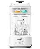 GROWNSY Bottle Sterilizer and Dryer, Compact Electric Steam Baby Bottle Sterilizer (Esterilizador de Biberones), Bottle Sanitizer for Baby Bottles, Pacifiers, Pump Parts Grey
