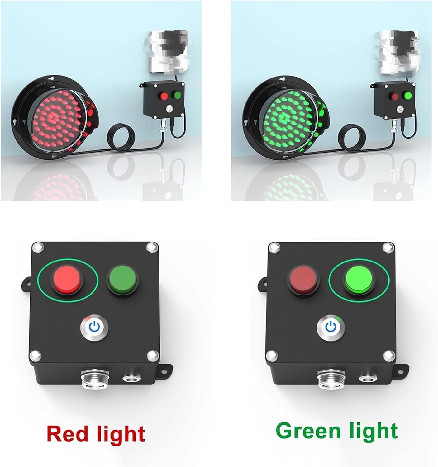 Przemysłowa czerwona zielona sygnalizacja świetlna 4-calowa lampa LED Stop Go Signal, IP65 wodoodporna wysoka jasność dla magazynów Place budowy i doków ładunkowych, łatwa wtyczka do montażu i zabawy